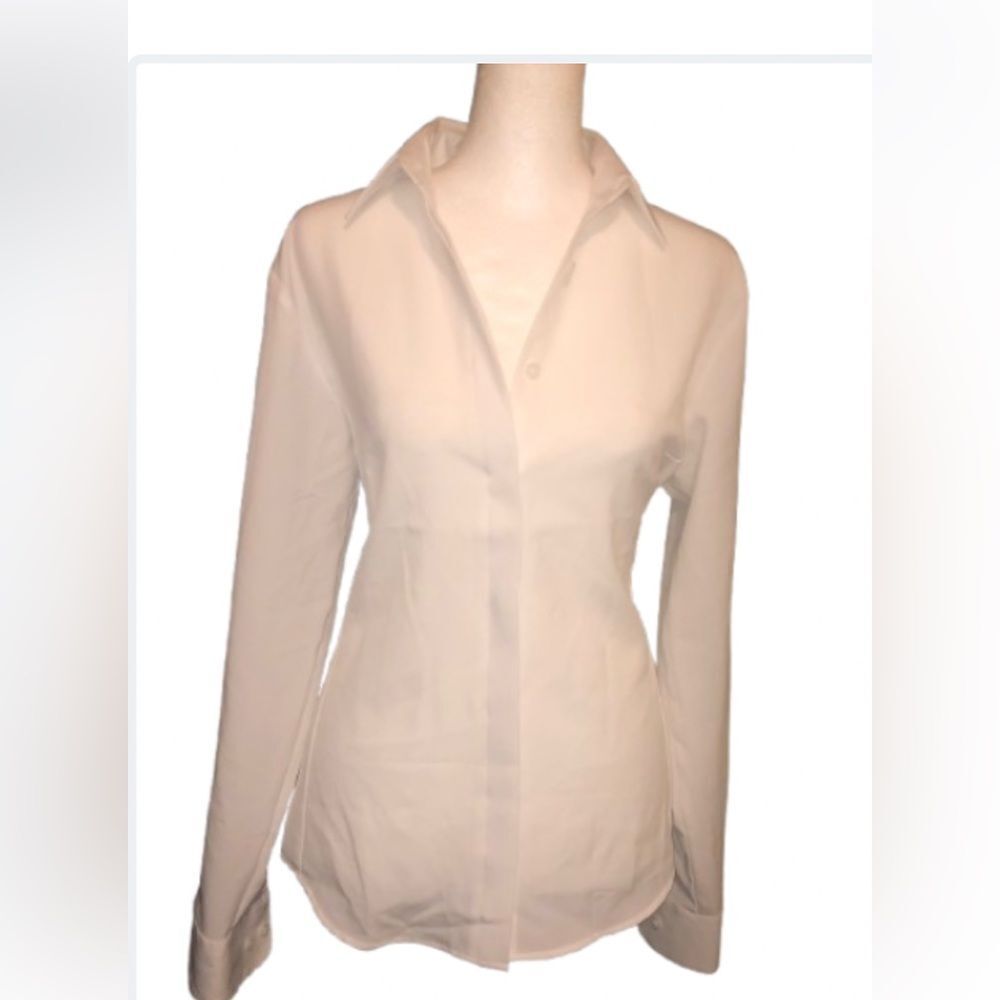 💕5️⃣Design collective by Cintas button down white collared top Sz small NWOT